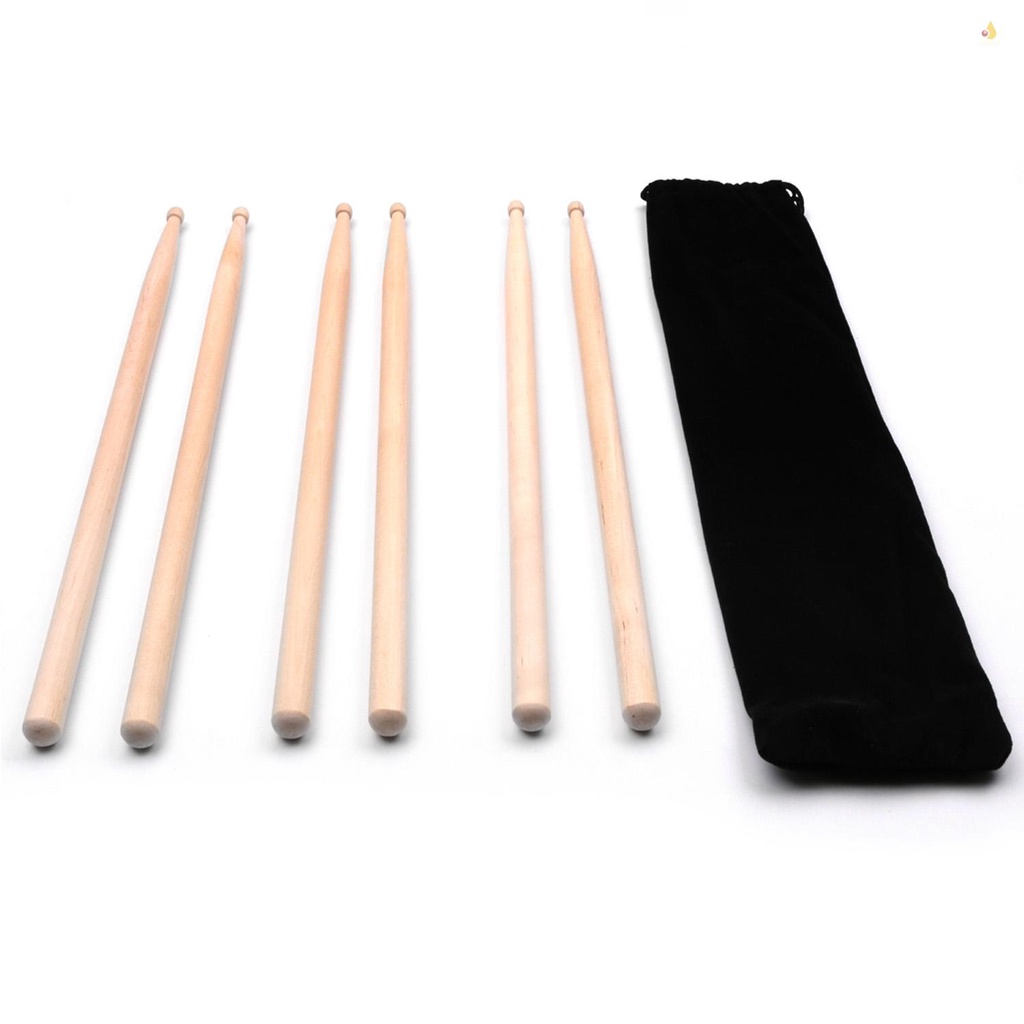 Bộ 3 Cặp Gậy Đánh Trống 5A 5A Kèm Túi Đựng Tiện Dụng