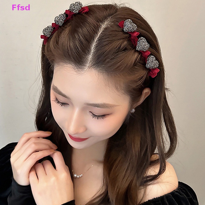 {Ffsd} Kẹp Tóc Mái Giả Thắt Bím Hình Trái Tim Thời Trang Vintage Bán Chạy