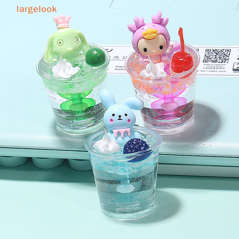 Móc Khóa Hình Ly Nước Dạ Quang Bằng Nhựa Resin Họa Tiết Hoạt Hình Dễ Thương DIY