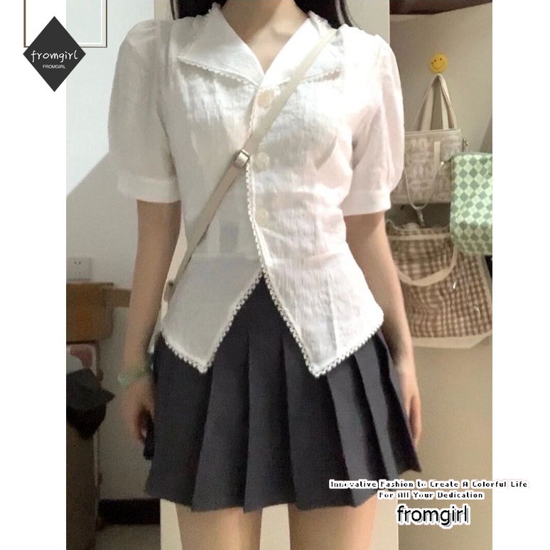 Áo Sơ Mi Tay Ngắn Phồng Thời Trang Mùa Hè 2023 Phong Cách Pháp Cổ Điển Ngọt Ngào Mới Cho Nữ