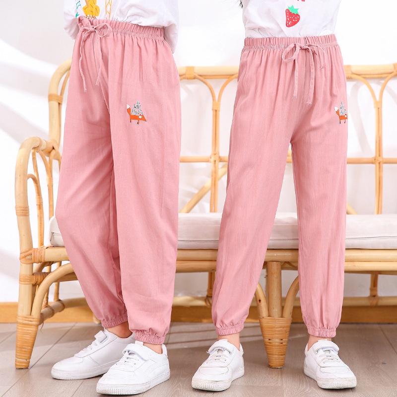 Quần Jean Dài Cotton Mềm Mại Co Giãn Thoáng Khí Chống Muỗi In Họa Tiết Hoạt Hình Dành Cho Trẻ Em 100-160cm