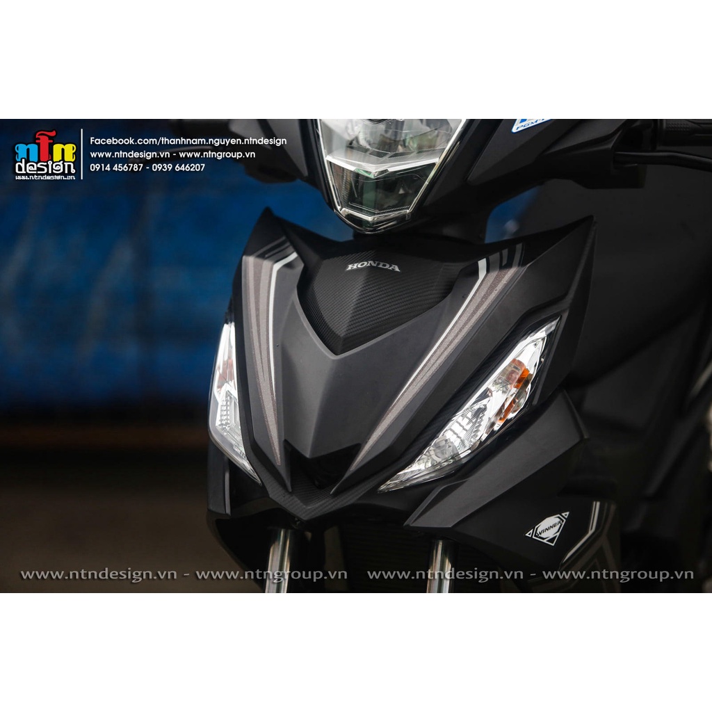Tem rời Winner V1 - xe đen nhám - mẫu chỉ trắng xám đơn giản