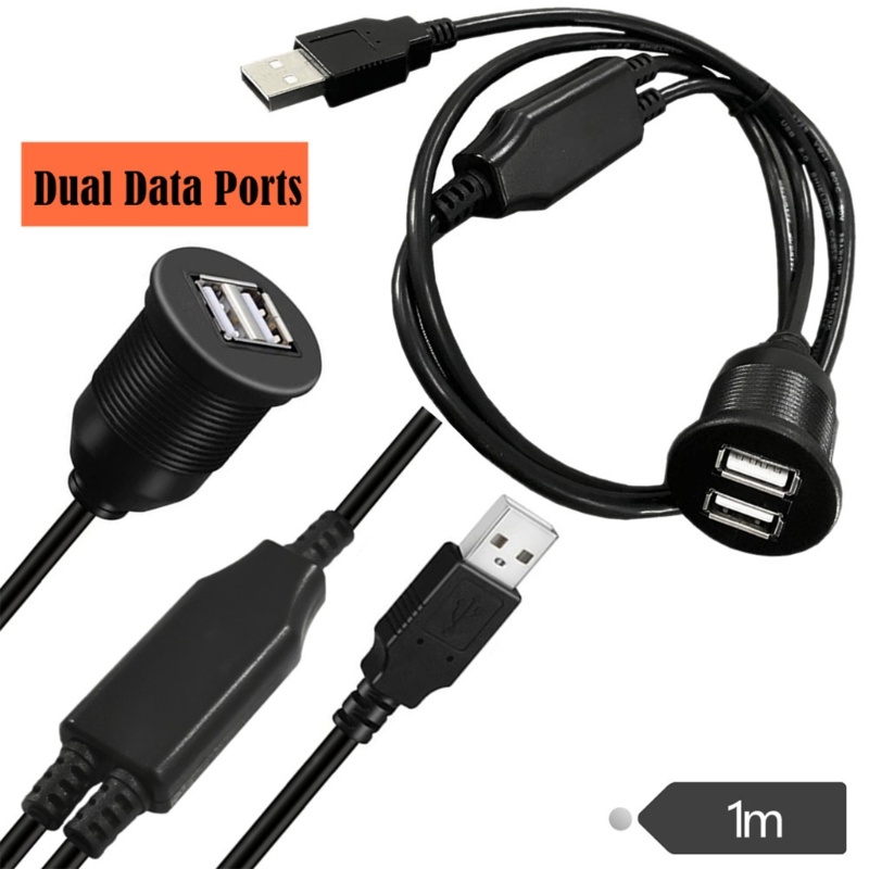 Dây Cáp Sạc Nối Dài Hai Cổng USB 2 0 Tốc Độ Cao Cho Xe Hơi / Xe Máy
