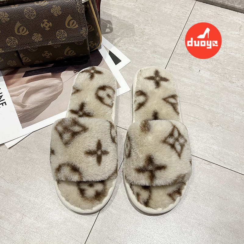 Dép Bông Đi Trong Nhà Dạng Lật Bằng Lông Thỏ Giữ Ấm Chân Quai Chéo Phong Cách Mới 2022 Dễ Phối Đồ Cho Nữ