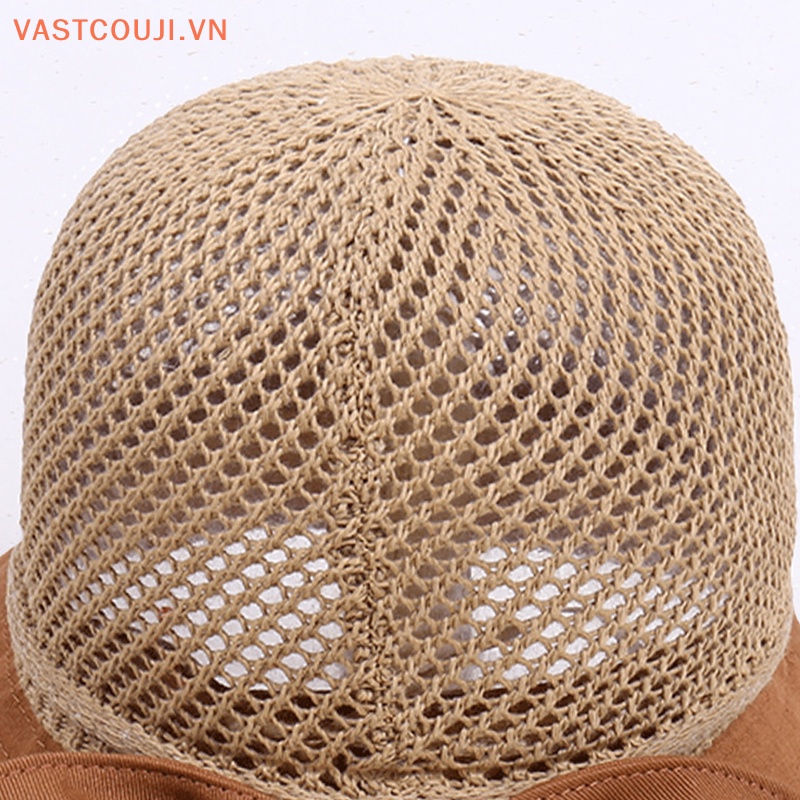 Nón Tai Bèo Vành Rộng Hở Chóp Phối Lưới Thoáng Khí Thời Trang Đi Biển Mùa Hè Cho Nữ