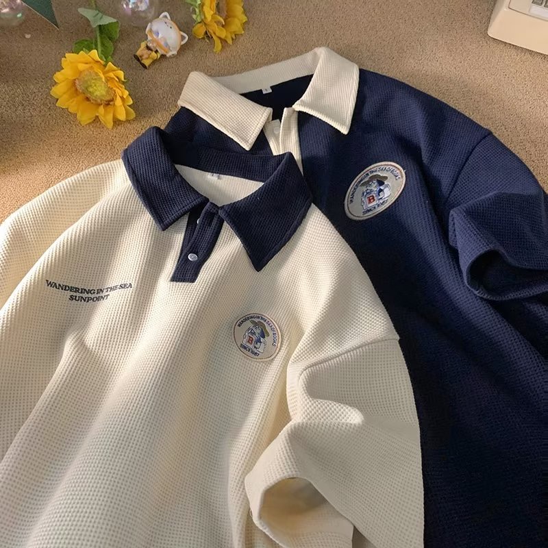 Áo polo Ngắn Tay Thêu Chữ Phong Cách Nhật Bản Thời Trang Mùa Hè Trẻ Trung Dành Cho Nam 2023