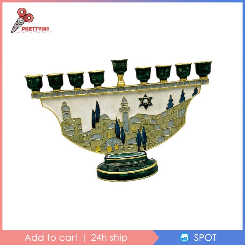 [Prettyia1] 9 Nhánh Nến Menorah Trang Trí Candelabras Mantel Hanukkah