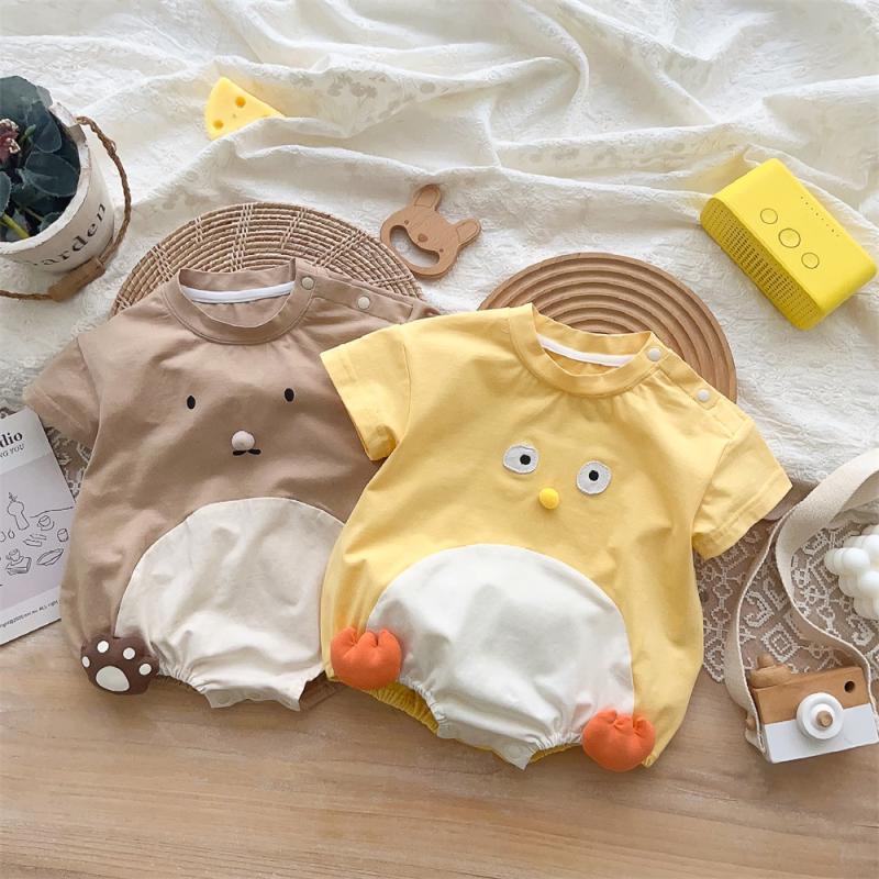Áo Liền Quần Ngắn Tay In Hình Động Vật 3D Cho Bé