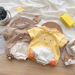 Áo Liền Quần Ngắn Tay In Hình Động Vật 3D Cho Bé