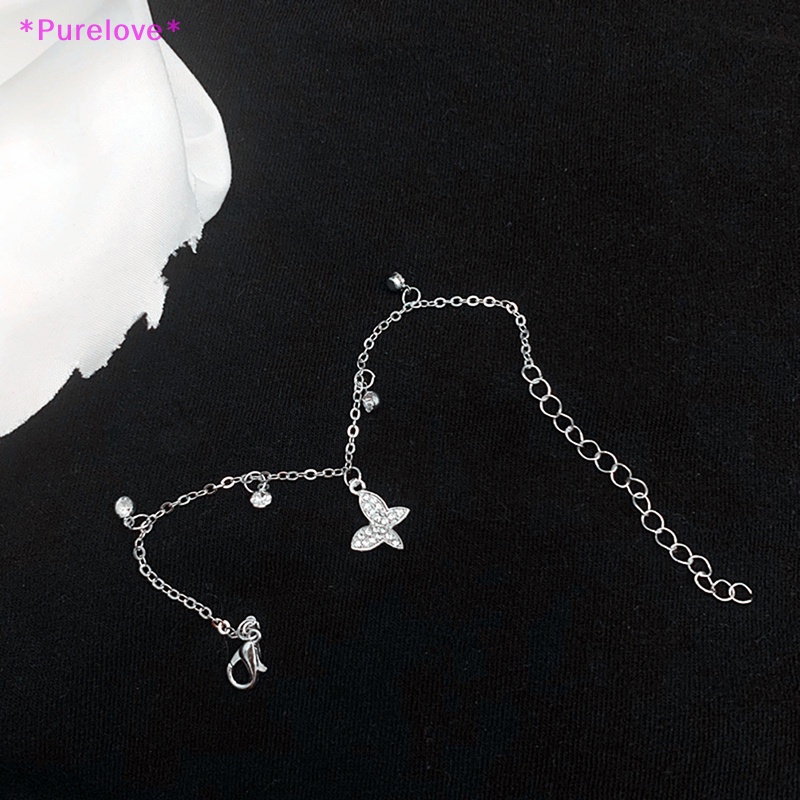 Vòng Tay Dây Xích Bằng Bạc Chống Dị Ứng Đính Đá Zircon Hình Bướm Lấp Lánh Dành Cho Nữ Mới