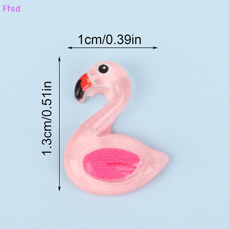 Bộ 10 Đồ trang trí Chim Hồng Hạc Hoạt Hình Mini Kích Thước 10 * 13mm Bằng Nhựa Resin Dùng Làm Trang Sức