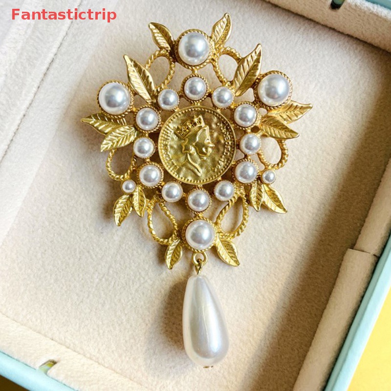 [Fantastictrip] Ghim Cài Áo Khoác Hình Giọt Nước Lá Rỗng Màu Vàng Kim Mặt Nhám Phong Cách Baroque Cổ Điển Hợp Thời Trang Cho Nữ Mới