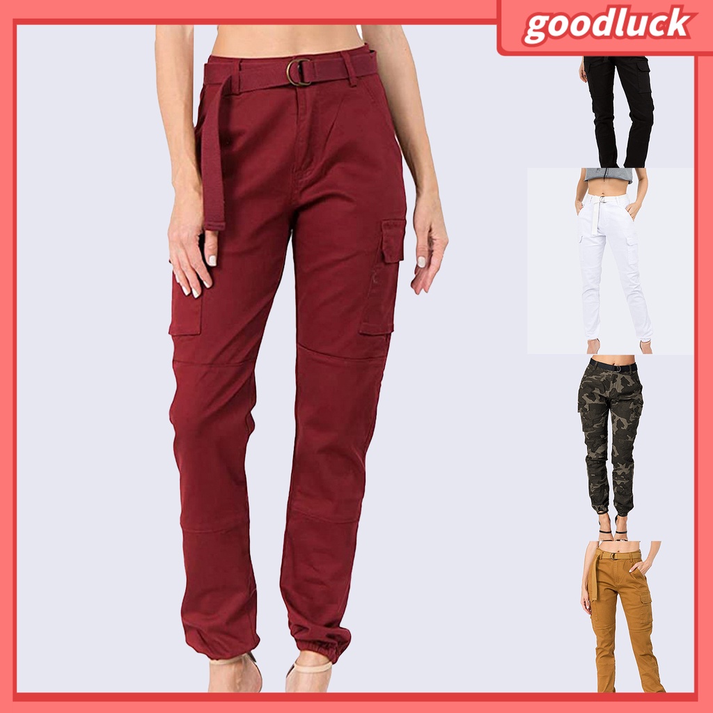 Quần Dài Tới Mắt Cá Chân Có Nhiều Túi Màu Sắc Trơn Dành Cho Nữ