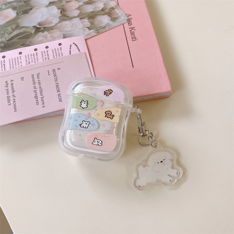 Vỏ Bảo Vệ Hộp Sạc Tai Nghe Bluetooth Không Dây Airpods1 / 2 3 Pro Pro2 Air Pods Pro 3 Hình Chú Chó Dễ Thương Ốp