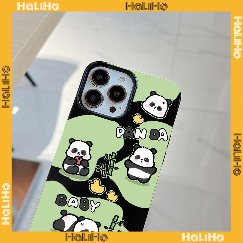 For iPhone 11 iPhone Case Black Glossy TPU Soft Case Shockproof Protection Camera Cute Lazy Four Pandas Compatible with iPhone 14 13 Pro max 12 Pro Max 11 xr xs max 7Plus 8Plus