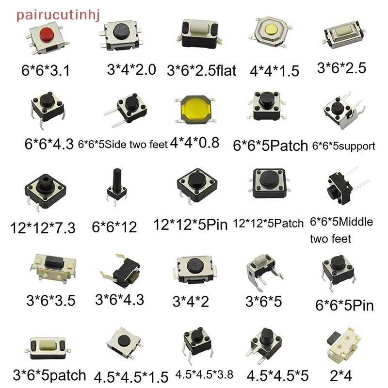 Set 250 Công Tắc Nút Nhấn 25 Kiểu SMD Chuyên Dụng
