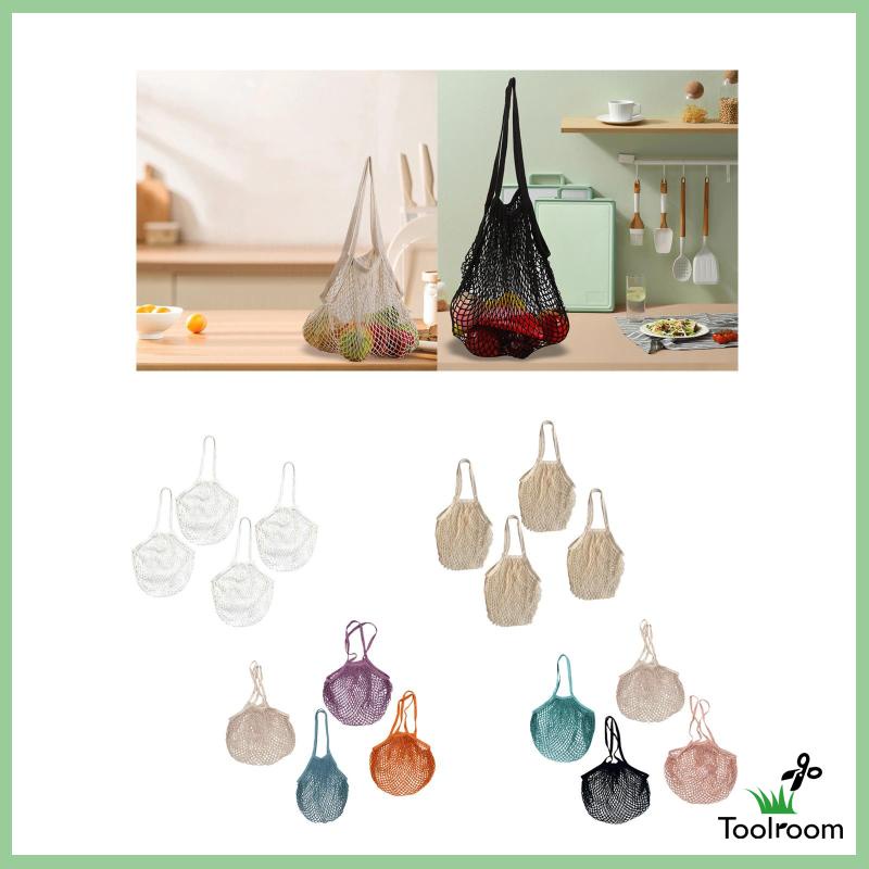 Set 4 Túi Lưới Mua Sắm / Đi Biển / Rau Củ Quả Có Thể Giặt Sạch