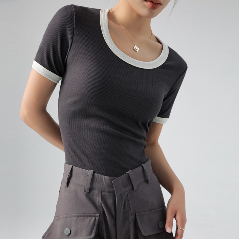 Áo Thun Tay Ngắn Cổ Tròn Màu Sắc Thời Trang Cho Nữ