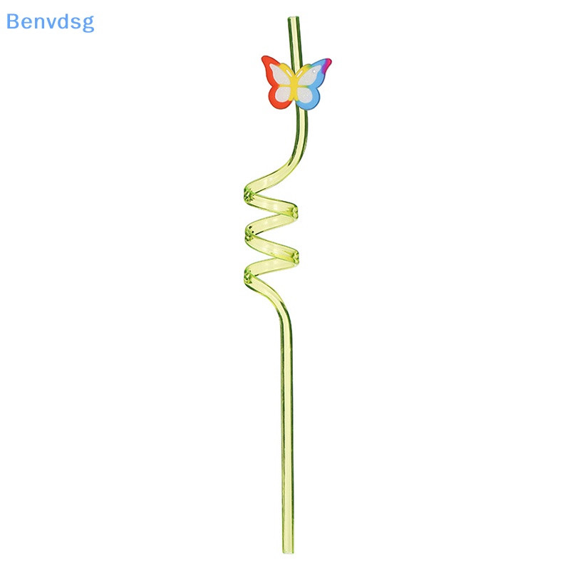 Bộ 8 Ống Hút Nhựa Hình Bướm Hoạt Hình Tái Sử Dụng Được DIY