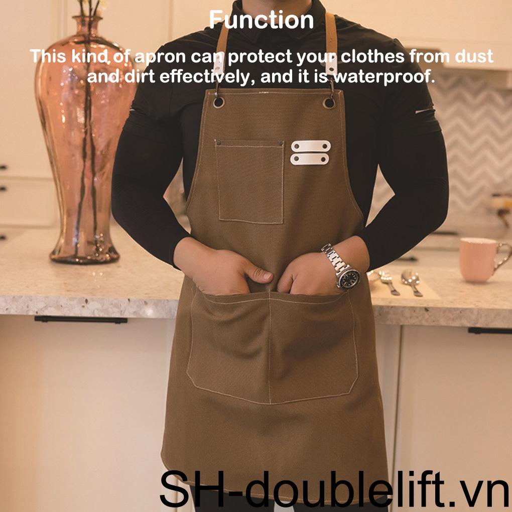Tạp Dề Nấu Ăn Bằng Vải Canvas Có Túi Tiện Dụng Cho Nam Và Nữ