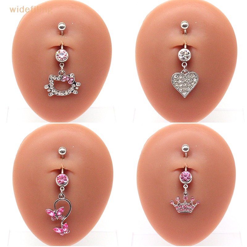 Khuyên Rốn Bằng Thép Không Gỉ Hình Mèo Và Bướm Dễ Thương