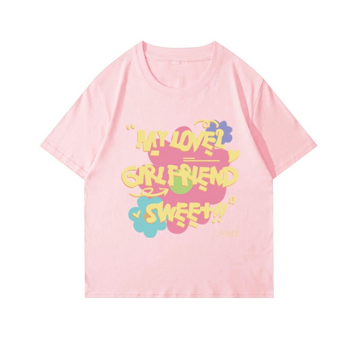 Áo thun NRVP 100% cotton tay ngắn cổ tròn in họa tiết phong cách Hàn Quốc cho nữ