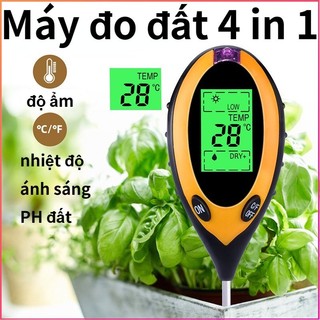 Máy đo độ pH đất, độ ẩm, ánh sáng, nhiệt độ, dụng cụ đo pH 4 in 1