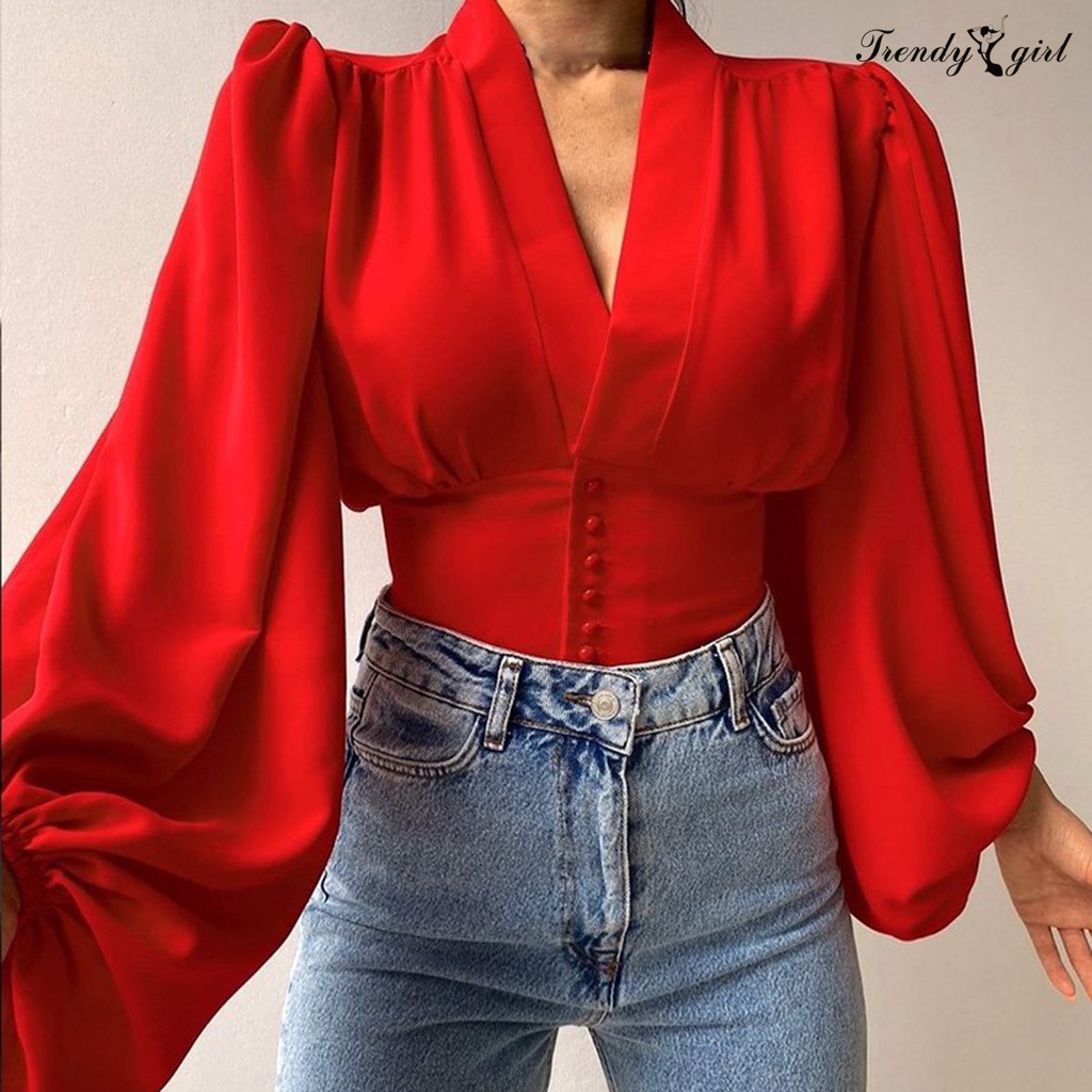 Áo Sơ Mi Màu Trơn Dáng Ôm Đính Nút Thời Trang Xuân Thu Cho Nữ