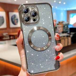 Ốp Điện Thoại Màu Gradient Lấp Lánh Sang Trọng Kèm Sạc Không Dây Từ Tính Cho iPhone 13 12 Pro Max 12 13 11