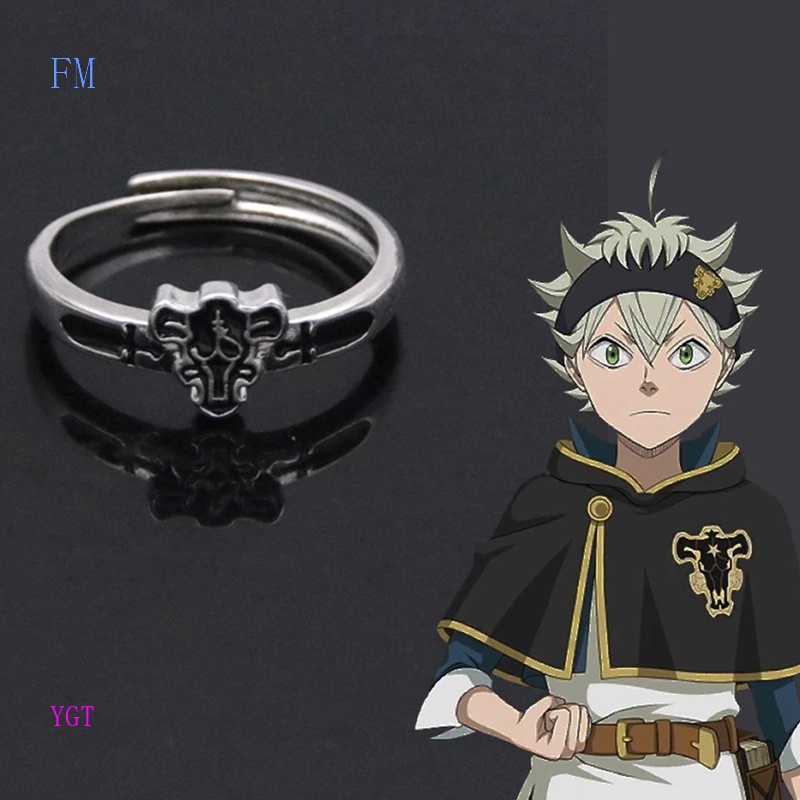 Fm Nhẫn Hợp Kim Unisex Màu Đen Cỏ Ba Lá Quartet Knights Cosplay Demon Asta Có Thể Điều Chỉnh Kích Cỡ Phụ Kiện Trang
