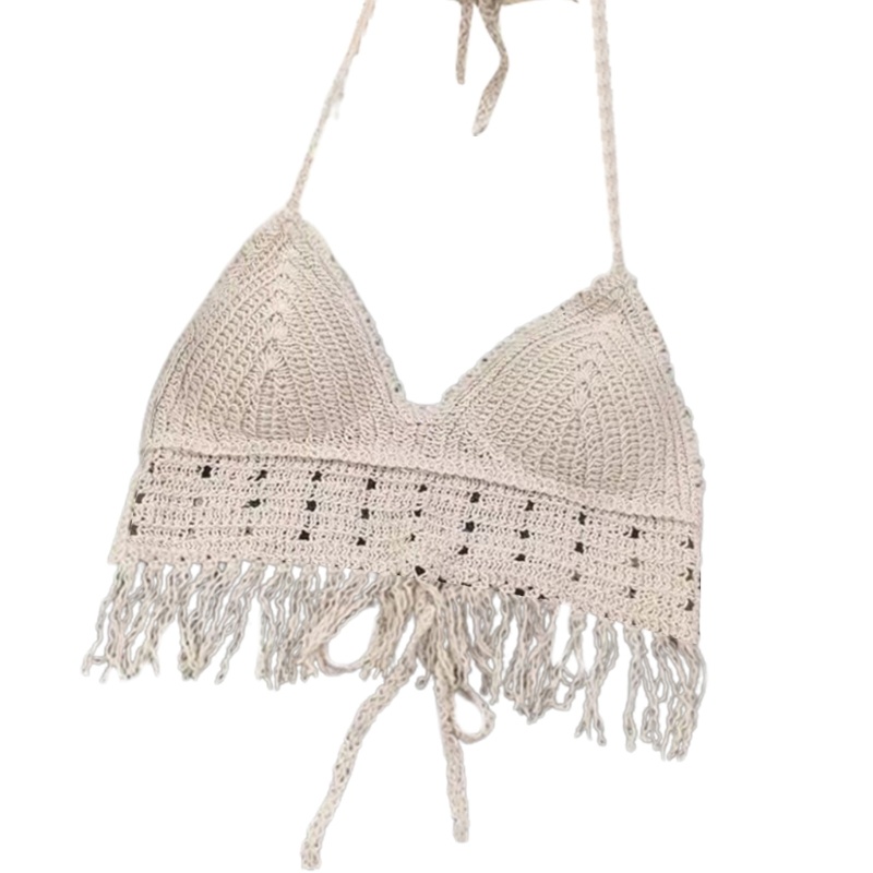 Xiangbao Áo Crop Top Không Tay Đan Móc Rỗng Thời Trang Mùa Hè Dành Cho Nữ