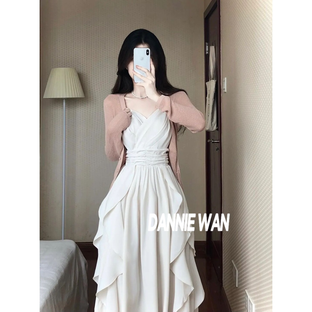 DannieWan váy nữ váy dài váy 2 dây dáng dài A22M1JW