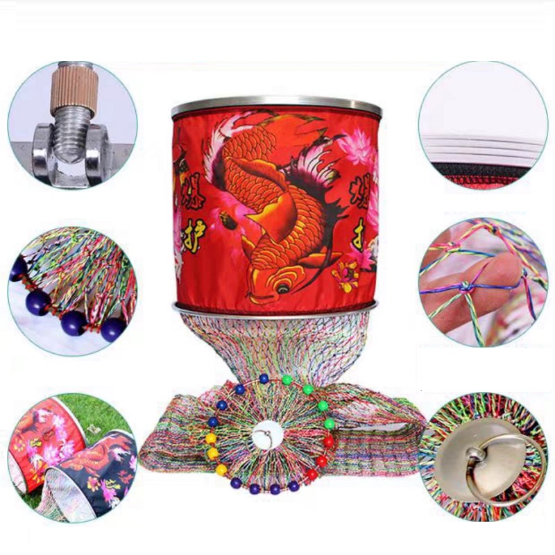 Rọng đựng cá LIÊN HOA NGƯ, túi đựng cá câu đài khung kim loại hạt siêu bền - HM2K MALL