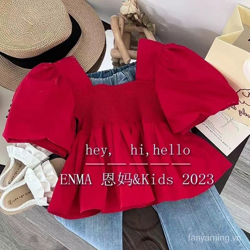 Set Đồ Mùa Hè Hai Món Gồm Áo Jean Phong Cách Phương Tây Thời Trang 2023 Cho Bé Gái UO7V