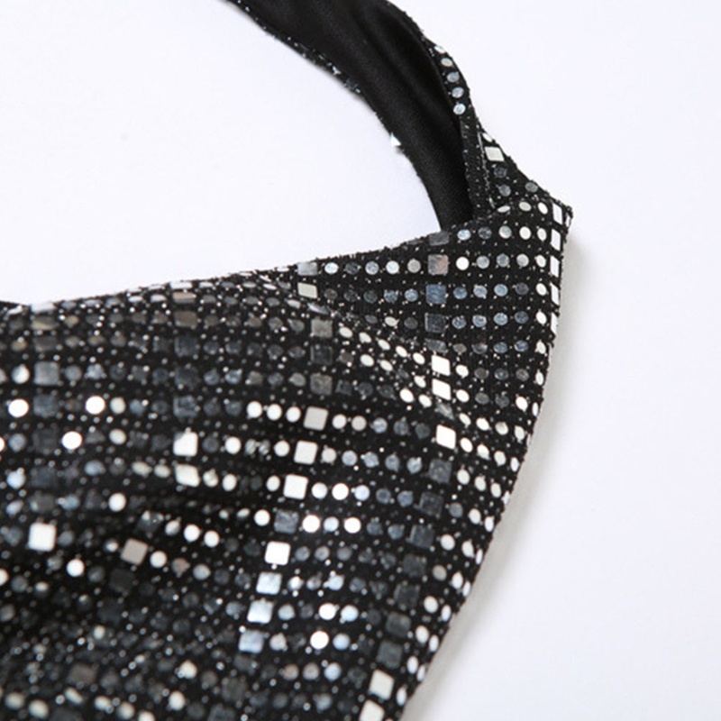 Áo Croptop Hai Dây Đính Kim Sa Lấp Lánh Thời Trang Mùa Hè Quyến Rũ Cho Nữ