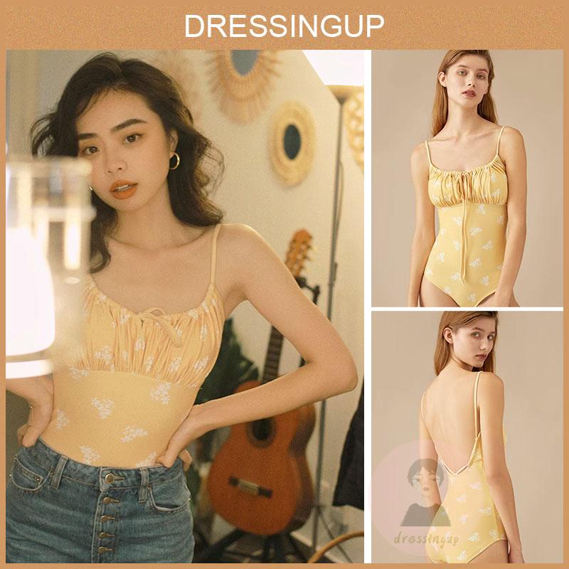 Bộ Đồ Bơi Một Mảnh Hai Dây Buộc Dây Trước Ngực In Họa Tiết Thời Trang Mùa Hè Cho Bạn Gái