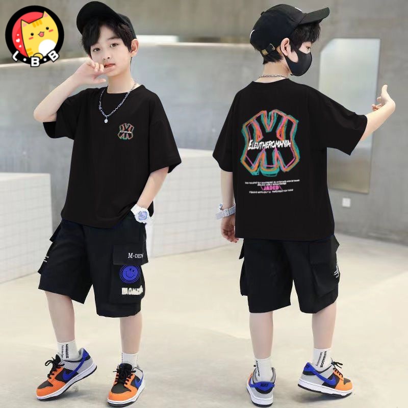Set Áo Thun Tay Ngắn + Quần Short Thời Trang Mùa Hè Mới Cho Bé Trai 3-5 - 8-10 - 12-13 Tuổi