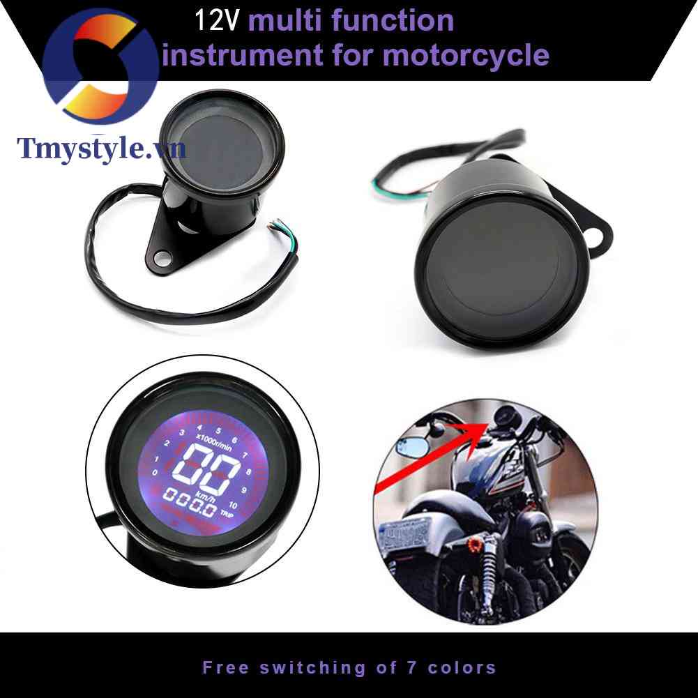Đồng Hồ Đo Tốc Độ Xe Máy 12V Màn Hình LCD