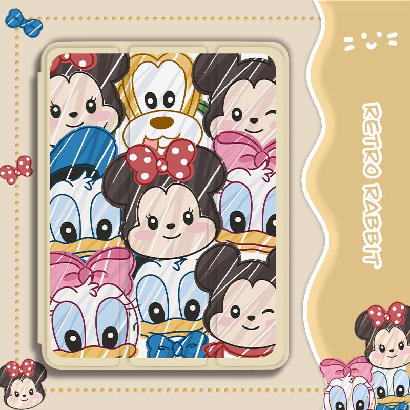 Ốp Máy Tính Bảng Mềm Họa Tiết Disney Có Ngăn Đựng Bút Cho iPad Gen10 7 / 8 / 9 Air4 / Air5 Pro11 "Pro12.9" mini6