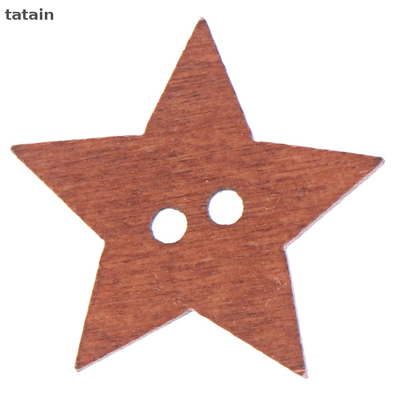 Set 100 Nút Gỗ 2 Lỗ Hình Ngôi Sao Xinh Xắn