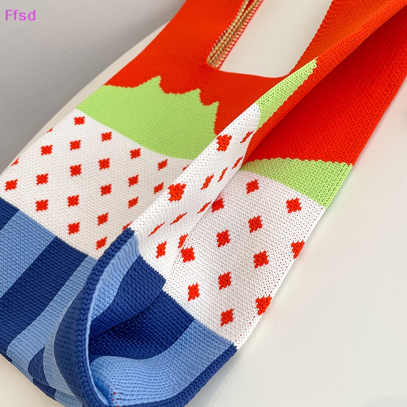 {Ffsd} Túi Xách Đeo Vai Đa Năng Dệt Kim Họa Tiết Chấm Bi Ngọt Ngào Cá Tính Cho Nữ * Hàng Bán Chạy