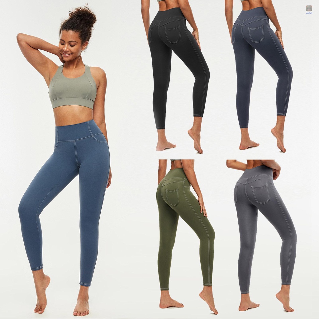 Quần Legging Thể Thao Lưng Cao Có Túi Chất Liệu Khô Thoáng Nhanh Chóng