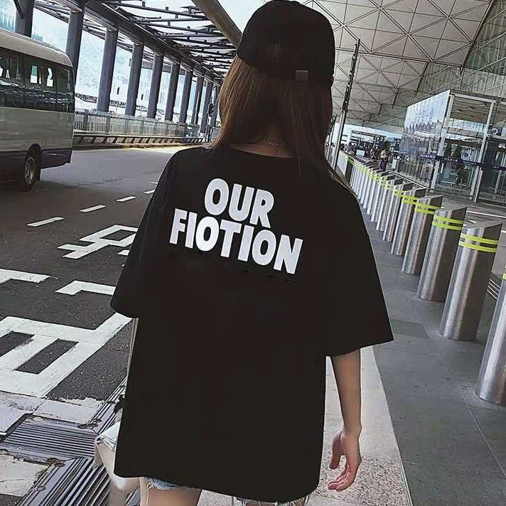 Áo Thun Tay Ngắn Dáng Rộng Màu Đen Phong Cách Phương Tây Thời Trang Mùa Hè 2023 Cho Nữ