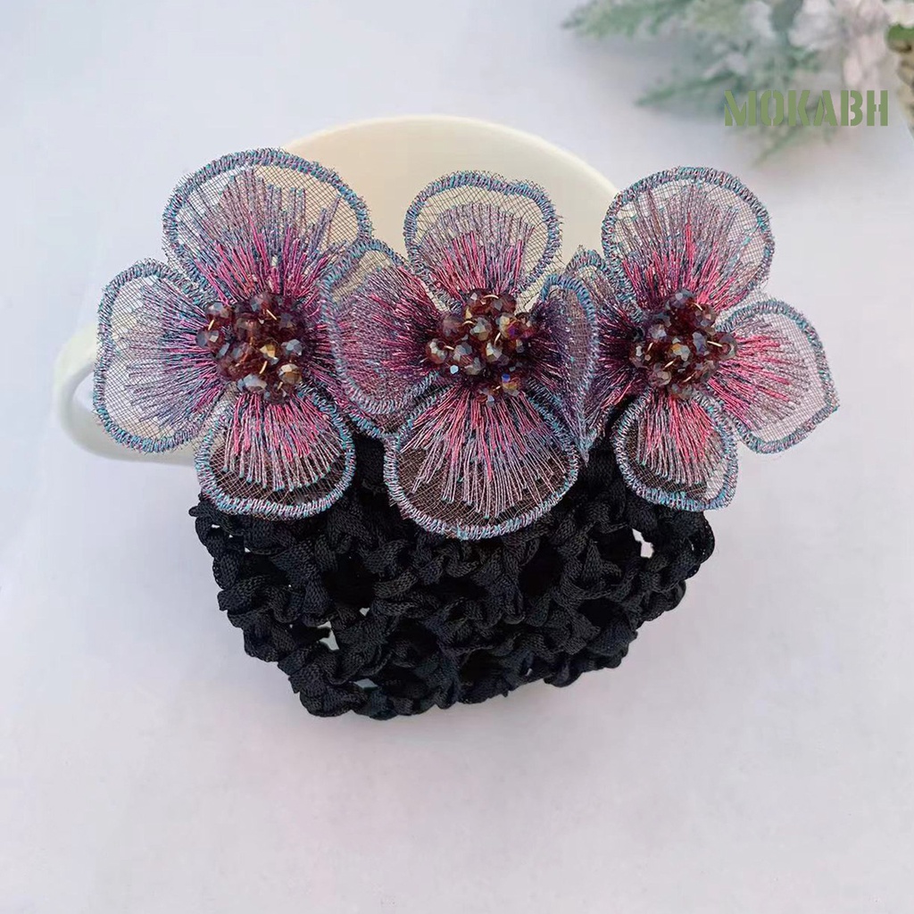 [Mok Abh] Băng Đô Lưới Co Giãn Chống Trượt Trang Trí Tóc Y Tá Cho Nữ