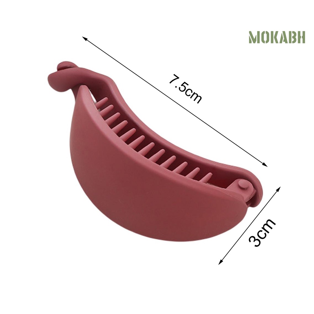 Kẹp Tóc Hình Quả Chuối Màu Trơn Có Răng Chống Trượt Kích Thước Lớn