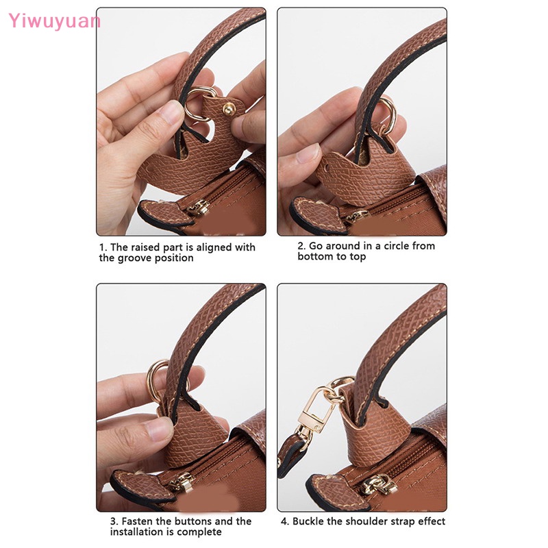 LONGCHAMP < Yiwuyuan > Phụ Kiện Túi Đeo Chéo Vai Mini Bằng Da Thật Không Cần Đục Lỗ