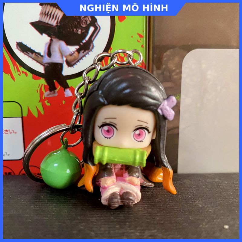 Móc khóa mô hình nhân vật ngồi Thanh gươm diệt quỷ Tanjiro Nezuko Zenitsu Inosuke Shinobu Giyuu Kimetsu No Yaiba