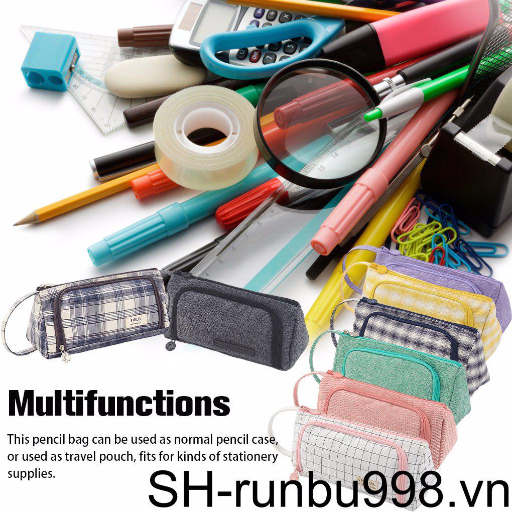 Túi Đựng Bút Bằng Vải Canvas Cỡ Lớn Có Khóa Kéo Tiện Dụng