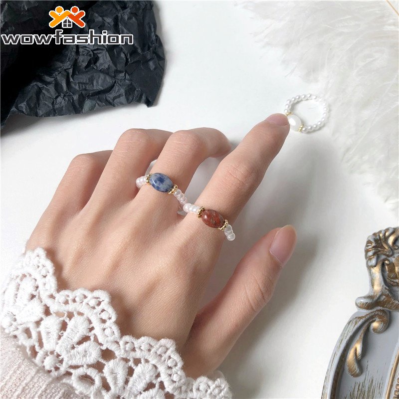 Nhẫn xâu hạt ngọc trai nhân tạo phong cách Hàn Quốc dành cho bạn nữ