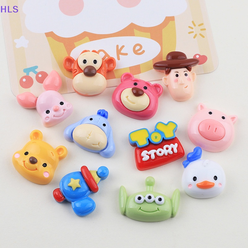 Set 10 Phụ Kiện Kẹp Tóc / Điện Thoại Hình Động Vật Hoạt Hình Bằng Nhựa Resin DIY